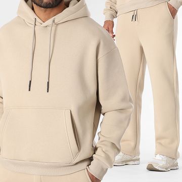 LBO - 3720 Set di pantaloni da jogging e felpa con cappuccio beige