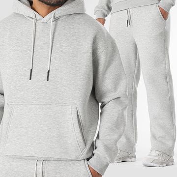LBO - 3722 Set di pantaloni da jogging e felpa con cappuccio, grigio erica