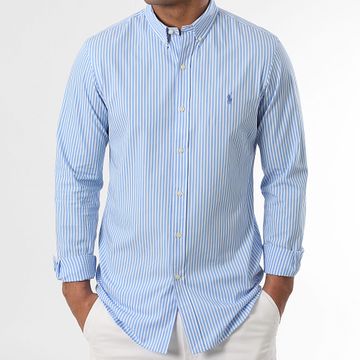 Polo Ralph Lauren - Original Player Camicia a maniche lunghe a righe bianche e azzurre