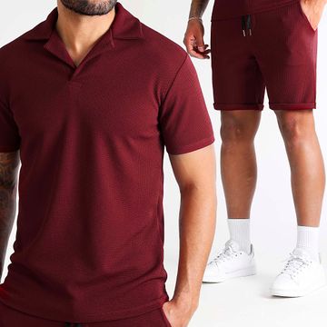 LBO - Pantaloncini da polo e da jogging con texture Waffle 1762 Bordeaux
