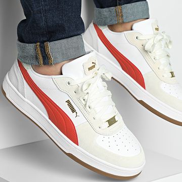Puma - Puma Caven 2.0 Lux SD 395080 Vapor Grigio Rosso Fuoco Bianco Scarpe da ginnastica