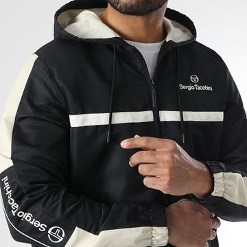Sergio Tacchini - Prannie 40846 Giacca con cappuccio e zip a righe nero-beige