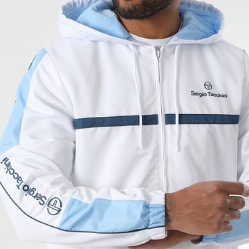 Sergio Tacchini - Prannie 40846 Giacca con cappuccio e zip a righe bianco azzurro petrolio