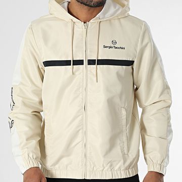 Sergio Tacchini - Prannie 40846 Giacca con cappuccio e zip a righe beige bianche e nere