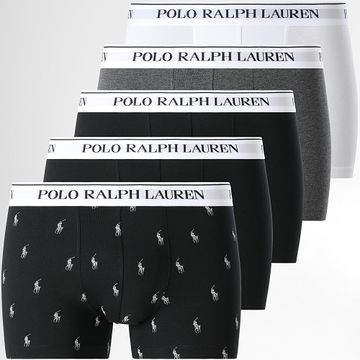 Polo Ralph Lauren - Set di 5 boxer bianco antracite erica nera