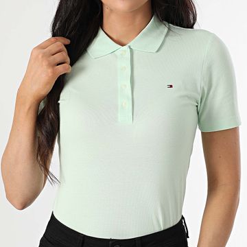 Tommy Hilfiger - Polo donna 1985 Slim a manica corta 3225 verde chiaro