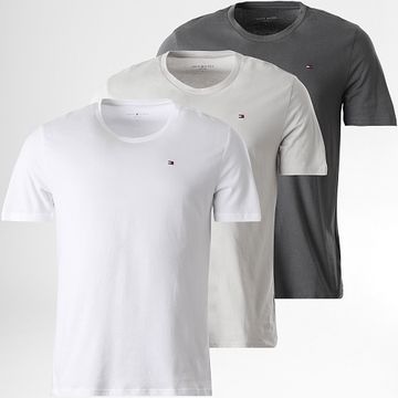 Tommy Hilfiger - Set di 3 magliette Signature 3379 Bianco Grigio chiaro Grigio antracite