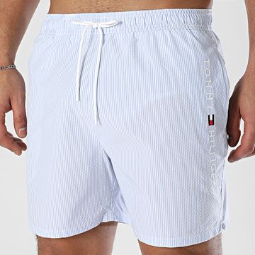 Tommy Hilfiger - Pantaloncini da bagno a righe con coulisse media 3265 Blu Bianco