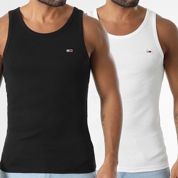 Tommy Jeans - Set di 2 canottiere slim a costine 0769 bianco nero