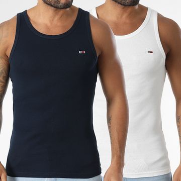 Tommy Jeans - Set di 2 canottiere slim a costine 0769 Bianco Blu Navy