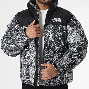 The North Face - Piumino Retro Nuptse con cappuccio 1996 A3C8D Nero Bianco