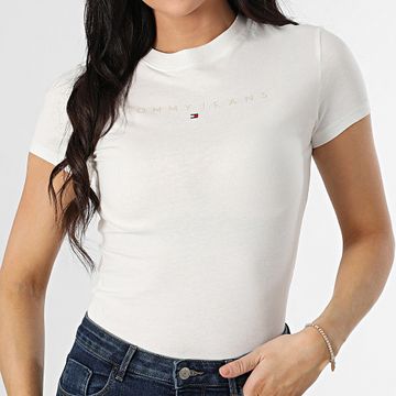 Tommy Jeans - Maglietta lineare tonale da donna 0315 Bianco