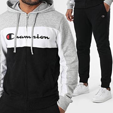 Champion - Tuta da ginnastica 220814 Nero Grigio Heather Bianco
