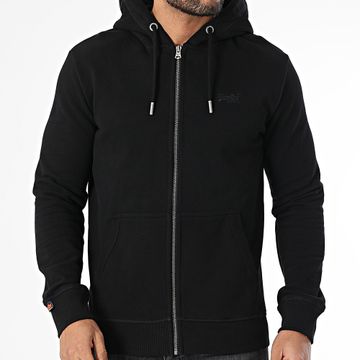 Superdry - Essential Logo Zip Felpa con cappuccio M2014128A Nero