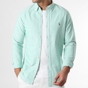 Polo Ralph Lauren - Camicia Oxford a maniche lunghe slim fit verde