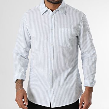 Tiffosi - Martin Camicia a righe a maniche lunghe 10060177 Bianco Azzurro