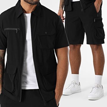 Classic Series - Set camicia nera a maniche corte e pantaloncini da jogging