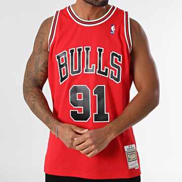 Mitchell and Ness - Maglia da basket Chicago Bulls Swingman Road Dennis Rodman Rosso