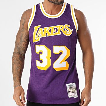 Mitchell and Ness - Maglia da basket Los Angeles Lakers Magic Johnson viola Swingman Road