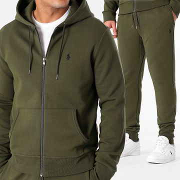Polo Ralph Lauren - Original Player - Set di pantaloni da jogging e felpa con zip e cappuccio Verde Khaki