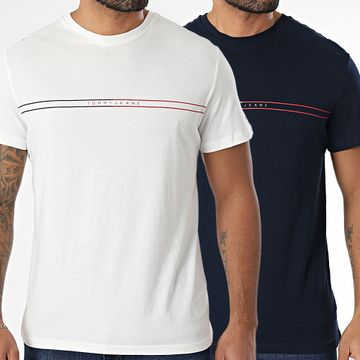 Tommy Jeans - Set di 2 magliette con grafica Entry 1902 Bianco Navy