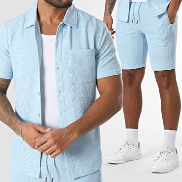 Zayne Paris  - Set camicia a maniche corte e pantaloncini da jogging Azzurro