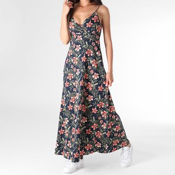 Only - Nova Life Elite Maxi Abito Donna Rosa Navy Verde Floreale