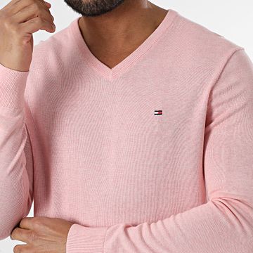 Tommy Hilfiger - Essential Cotton 4745 Maglione rosa con scollo a V