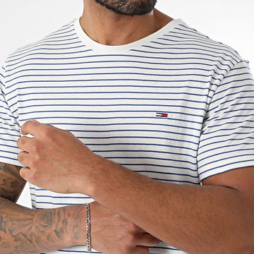 Tommy Jeans - Maglietta a righe 0377 Bianco Blu Reale
