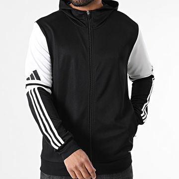 Adidas Sportswear - SQ25 JE2778 Giacca con zip e cappuccio bianco e nero con strisce