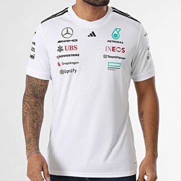 Adidas Sportswear - Maglietta Mercedes AMG a righe JX5798 Bianco