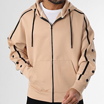 Classic Series - Felpa beige con cappuccio e zip