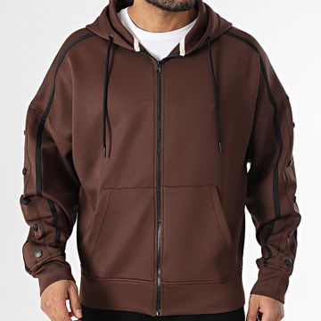 Classic Series - Felpa con cappuccio con zip marrone