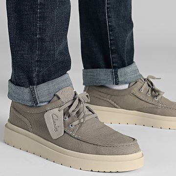 Clarks - Scarpe Polden Moc in tela grigia