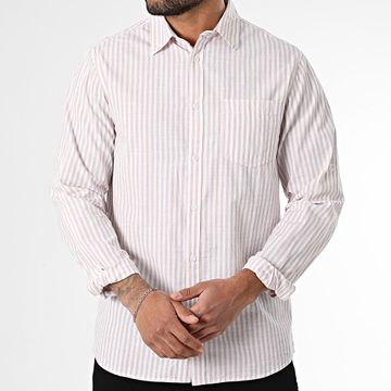 Tiffosi - Camicia Martin a maniche lunghe a righe 10060177 Bianco Rosa