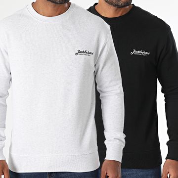 Jack And Jones - Set di 2 felpe girocollo Beau Grigio chiaro Heather Nero