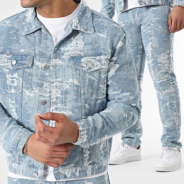 John H - Set giacca e jeans in denim blu