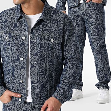 John H - Set di jeans e giacca blu grezzi