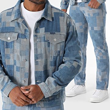 John H - Set giacca e jeans in denim blu