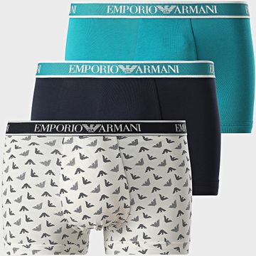 Emporio Armani - Set di 3 boxer EM000370-AF10779 Bianco Anatra Blu Navy
