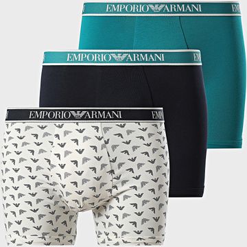 Emporio Armani - Set di 3 boxer EM000371-AF10779 Bianco Anatra Blu Navy