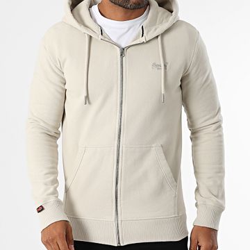 Superdry - Essential Logo Zip Felpa con cappuccio M2014128A Beige