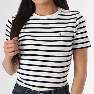 Tommy Hilfiger - Maglietta da donna Cody 0587 White Navy Stripe