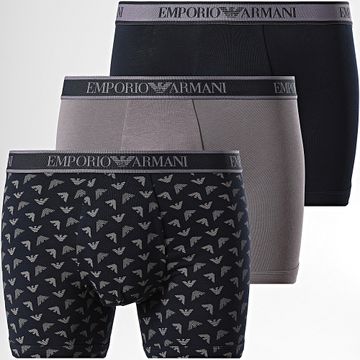 Emporio Armani - Set di 3 boxer EM000371-AF10779 Blu navy Taupe