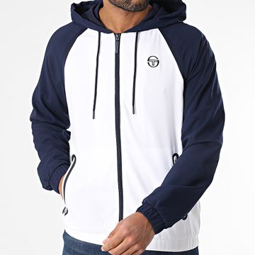 Sergio Tacchini - Rispecchio 41023 Giacca con cappuccio e zip bianca e marina