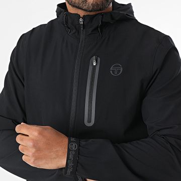 Sergio Tacchini - Pelle 41129 Giacca nera con cappuccio e zip