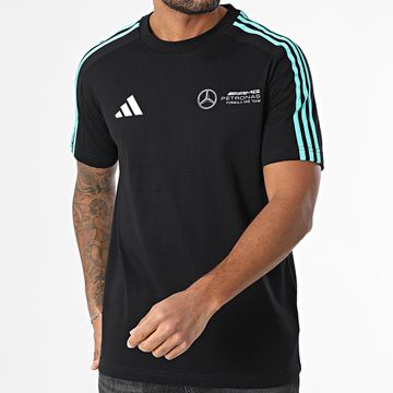 Adidas Sportswear - Mercedes AMG JV5425 Maglietta con strisce turchesi bianche e nere, blu e turchese
