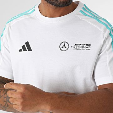 Adidas Sportswear - Mercedes AMG JV5457 Maglietta a strisce bianche nere blu turchesi