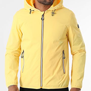 Kymaxx - Giacca a vento gialla con cappuccio e zip