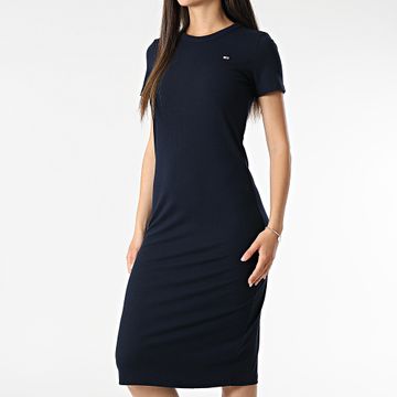 Tommy Jeans - Donna Bodycon Midi Tee Shirt Maxi Dress 9721 Blu navy